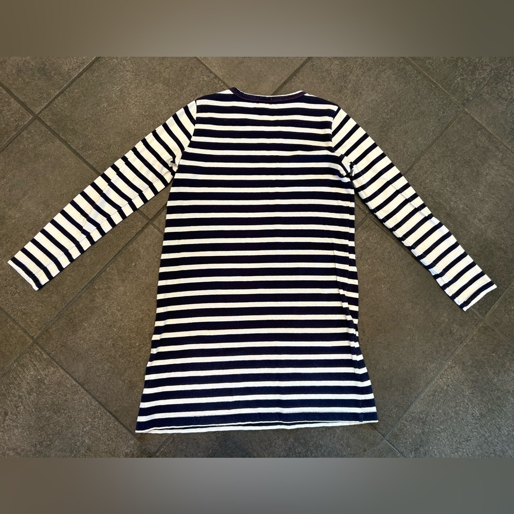 Girl’s Crewcuts by J.Crew Striped Long-sleeve t-shirt dress in navy/white size 8 - Picture 2 of 3